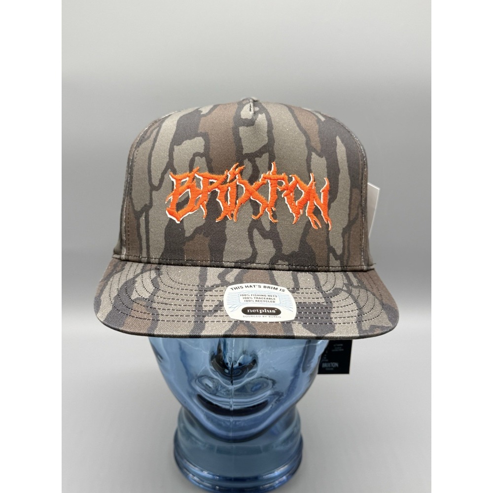 Brixton Camo Snapback Hat Orange Logo NetPlus Brim One Size NWT